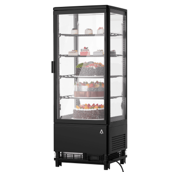 Garvee Commercial Refrigerator Display Case for Bakery,3.5Cu.ft Pastry Display Case with LED Lighting,Double-Layered Glass,110V,Black