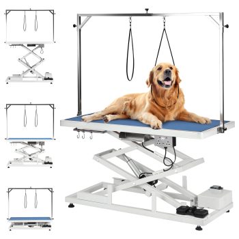 Hemoton 50" Electric Pet Grooming Table, Heavy Duty Dog Grooming Arm for Large Dogs, Height Adjustable 8"-44.5",Dog Grooming Station, Anti Slip Tabletop/Dog Grooming Station, Max Bearing 400LBS