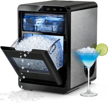 Auseo Nugget Ice Maker Countertop, 44lbs/ 24H Chewable Pebble Nugget Ice Machine with LED Display for Home, Office, Bar
