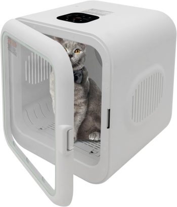 62L Portable Pet Dryer Box for 22.05 lbs Cats/16.53 lbs Dog, 800W 71.6-113 10-180min Adjustable Low Noise Puppy Drying Machine for Pet Stores, Homes, Traveling 18.5 * 16.9 * 18.11in