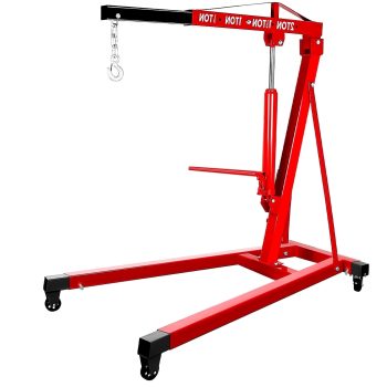 4400 LBS Engine Hoist, Heavy Duty Alloy Steel Hydraulic Cherry Picker Engine Hoist with Hydraulic Ram Jack 4 Steel Casters, Ease of Assembly Engine Lift for Workshop Warehouse Garage