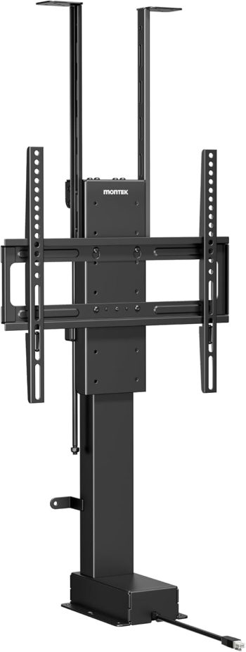 monTEK Motorized TV Lift for 32-48 Inch TVs, Smart Ceiling & Cabinet TV Lift Mount with RF Remote, WiFi App & Voice Control, Holds 132 lbs, Max VESA 400x400