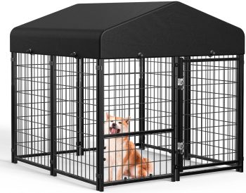 Sino Luban Outdoor Dog Kennel, Dog Run for Outdoor, Dog Pens Cage with Roof Waterproof for Medium to Small Dog Outside 4ft x 4ft x 4.6ft