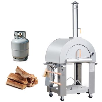 KOSTCH Pizza Oven Outdoor, Wood Fire & Propane Pizza Oven, 32.5in, Casters, Stainless Steel