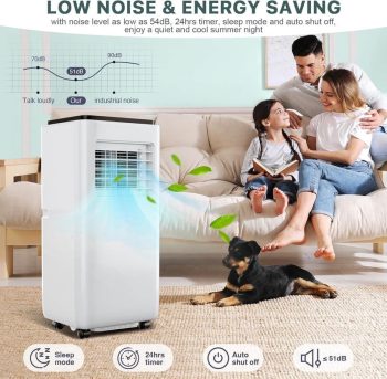 Portable Air Conditioners, Smart Portable Ac with Remote Control, LED Display, Built-In Cool, Dehumidifier, Fan, 24hrs Timer, 54 DB Quiet, 10000 BTU for Rooms Up to 450 Sq. Ft., Ac Unit for Home
