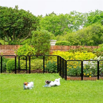 Alden Design 31.5″H Metal Pet Playpen Steel Dog Cat Exercise Barrier Outdoor Indoor Fence Door, Panels