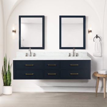 72 In. Double Bath Vanity - Under Sink Storage Bin, 4 Drawers, Soft Close, Fully Assembled, Bathroom Synthesis W Container Merging
