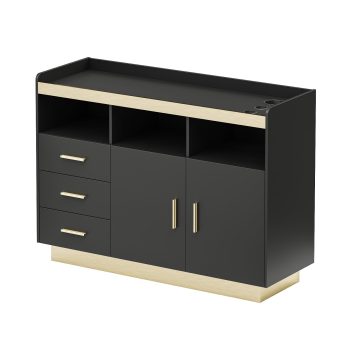 Advwin Freestanding Salon Station for Hair Stylist, Barber Styling Cabinet with 3 Drawers, 3 Hot Tool Holders & Open Shelves, Professional Storage for Barbershop, Beauty Salon & Spa