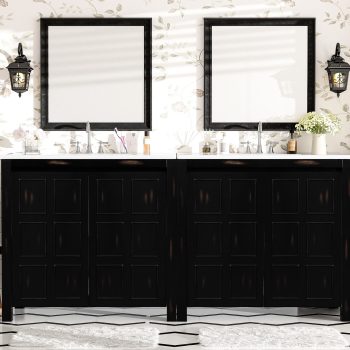 72-Inch Retro Espresso Vanity with Double Sinks for Daily Bathroom Use