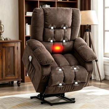 HYSpacerX Power Lift Recliner Chair with Massage, Heat, Lay Flat Assist Recliner with Side Pocket for Living Room