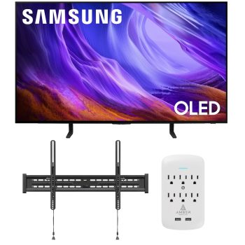 Samsung QN48S85HAEXZA 48" 4K OLED Smart TV with Dolby Atmos with a WaltsTV TILT-MOUNT-43-90 Large/XL Tilt Mount for 43"-98" Compatible TVs & an Amber Protection 6-OUTLET-SURGE Surge Protector (2026)