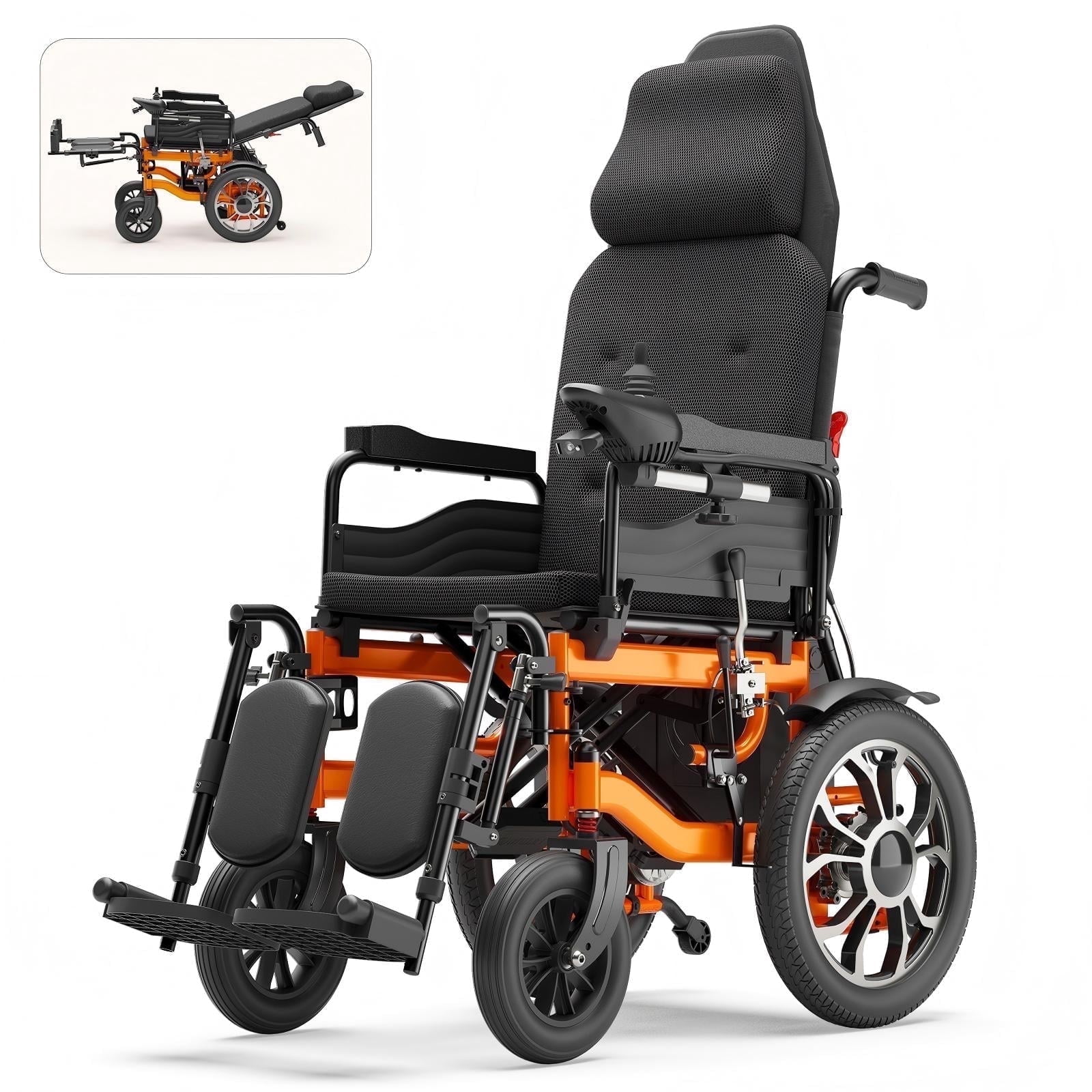 VerPal Reclining Electric Wheelchair for Adults Senior,Foldable All-Terrain Motorized Wheelchairs 25 Miles Range,265 lbs