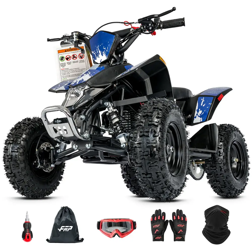 FRP 40cc Gas Powered ATV, 4-Stroke Engine Quad with Front & Rear Disc Brakes, Adjustable Speed Control, Pull Start Off-Road ATV