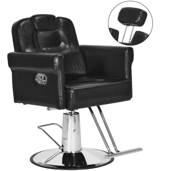 Betisef Recliner Salon Chair Adjustable Headrest Height Swivel PU leather Barber Chair W/Heavy Duty Hydraulic Pump for Salon Equipment,Black