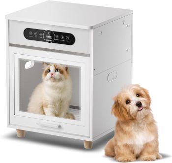 UNICOO 3-in-1 Automatic Pet Drying Box, Grooming Dryer, Multifunction Ozone Freshener, Pet House, Storage Box, Ultra Quiet 360 Drying, Smart Temp Control, 58L for Cats & Dogs