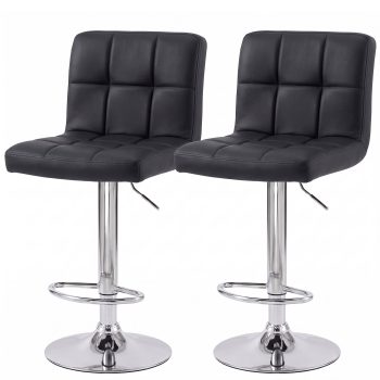 CONCETTA Swivel Bar Stools Set of 2, Adjustable PU Leather Counter Seats with Back and Footrest