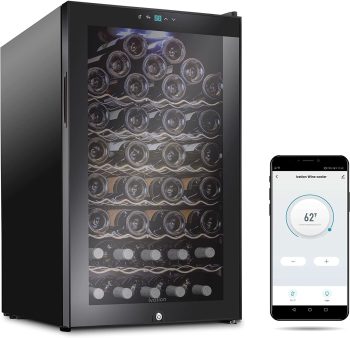 IVATION 51 Bottle Wine Refrigerator with Wi-Fi Smart App Control, Freestanding, Black