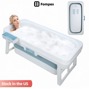 Fompes 51 inch Foldable Bathtub Ice Bath Tub Cold Plunge Tub Portable Bathtub for Adults for Hot and Cold Collapsible Baths Indoor and Outdoor Use (Blue)