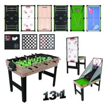 RealPlay Tzumi 13-in-1 Multi Game Table for Arcade Games of Foosball, Air Hockey, and More