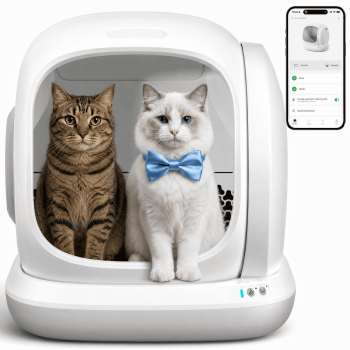 Osoeri Self-Cleaning Cat Litter Box 75L Extra Large, Smart Automatic APP Control with Safety Sensors for Multi-Cat Households, Gray