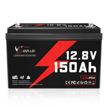 IDZLLDI 12V 150Ah LiFePO4 Lithium Battery, Built-in 100A BMS, 1920Wh Rechargeable Deep Cycle Battery, Ideal for RV Solar Off-Grid Home Energy Storage Marine