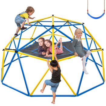KloKick 10ft Playground Climbers Dome - Kids Jungle Gym with Monkey Bars & Swing, 800lb Capacity, Rust-Resistant