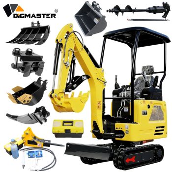 DigMaster 1.8 Ton Mini Excavator, D722 Kubota 3-Cylinder Diesel Engine, Extendable Track and Side Swing Arm , Hydraulic thumb , Compatible Multiple, EPA4/Euro V (90% Pre-Assembled)