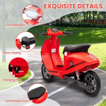 Huisuilinss Kids Ride On Motorcycle,24V 350W Electric Motorcycle,Electric Scooter Max Up To 14MPH,Ride On Moped With Rear Brake,Twist Grip Throttle & LED Light,Ride On Toys For Kids/Teens 8-12