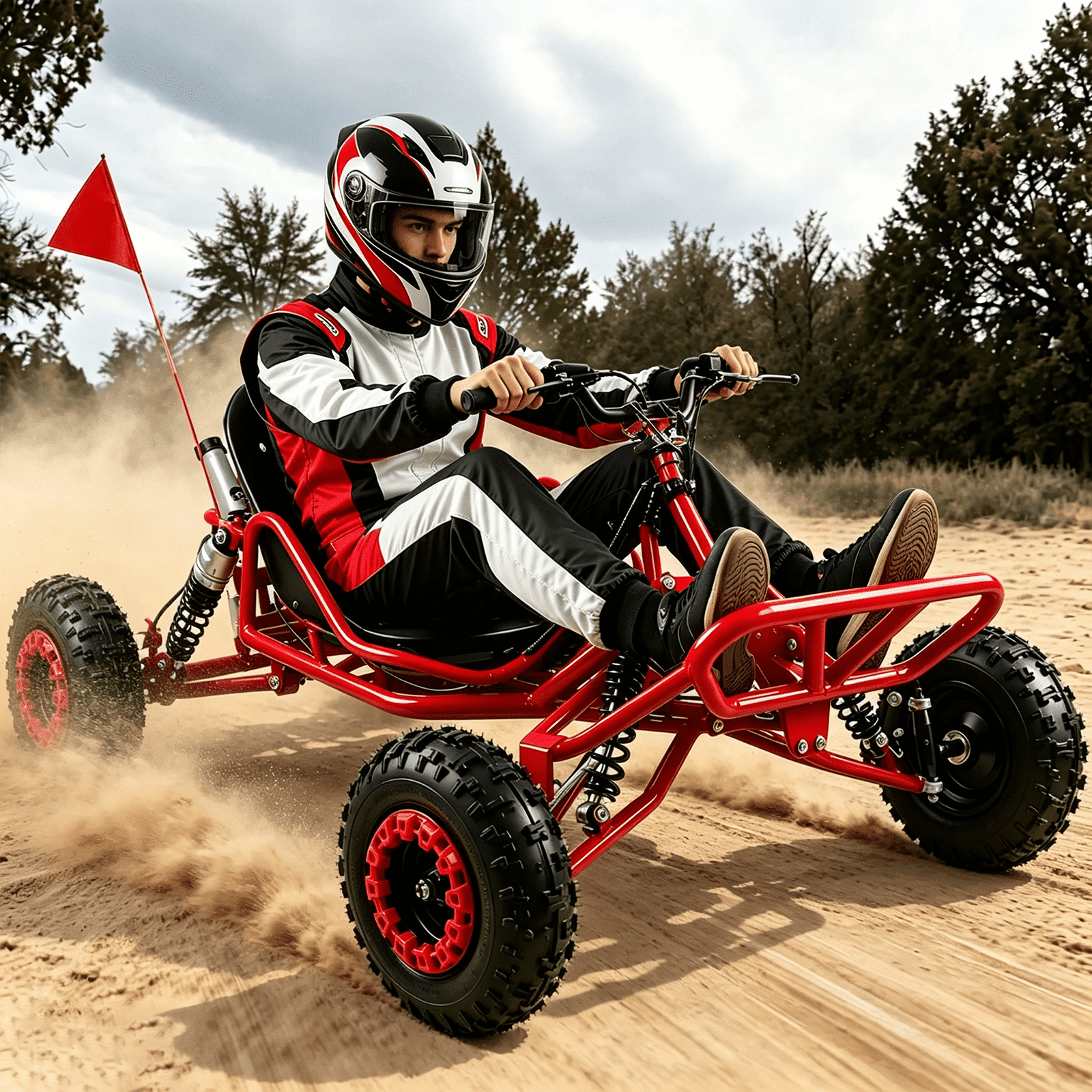 STICCIO 63.3CC Gas Go Kart, 2.2HP 2-Stroke Off-Road Buggy with Suspension, 25MPH for Ages 12+