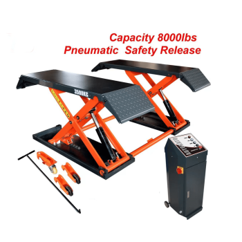 X80 8000 lbs 110V Portable Car Lift Scissor Lift, Penumatic Release 41.25" Auto Lift Adjustable Mid Rise Lift for Cars SUVs Light Trucks Garage