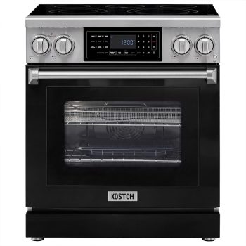 30" Professional Electric Range with Smart Tilt Touch Control Panel, 4.8 cu ft True Convection Oven, 5 Burner Cooktop, Air Fry, Self-Clean ()