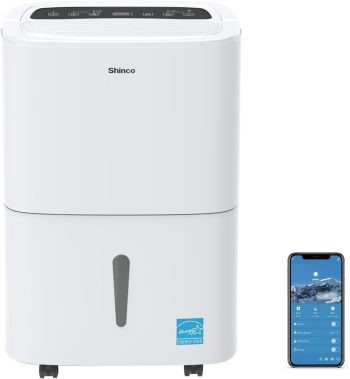 Shinco 80 Pints 5000 Sq.Ft Dehumidifier with Drain Hose and WiFi in White