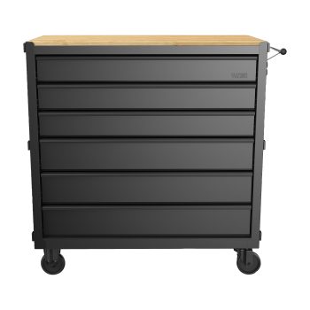 Hyper Tough Hyper Stack 36-Inch 6-Drawer Rolling Tool Cabinet, Black Steel Garage Tool Storage Chest