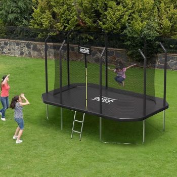 AOTOB 14x8ft Large Rectangle Trampoline for Kids and Adults,Big Outdoor Trampoline with Enclosure Net - Supports Up to 440 lbs,Birthday Party Gifts
