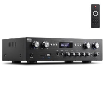 Donner Stereo Audio Amplifier Receiver, 4 Channel 1000W Peak Power Home Theater Stereo ReceiverBluetooth 5.0 Speaker Selector for Studio, Home
