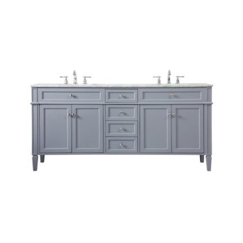 72 in. Double Bathroom Vanity in Grey