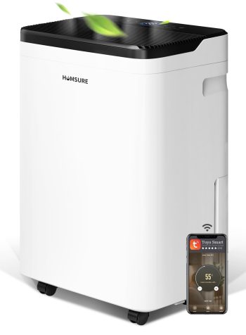Humsure Intelligent Wifi 19-Pint Dehumidifier Humidity Control Dehumidifier, 1,460 Sq. ft. for Basements Large Rooms (White)