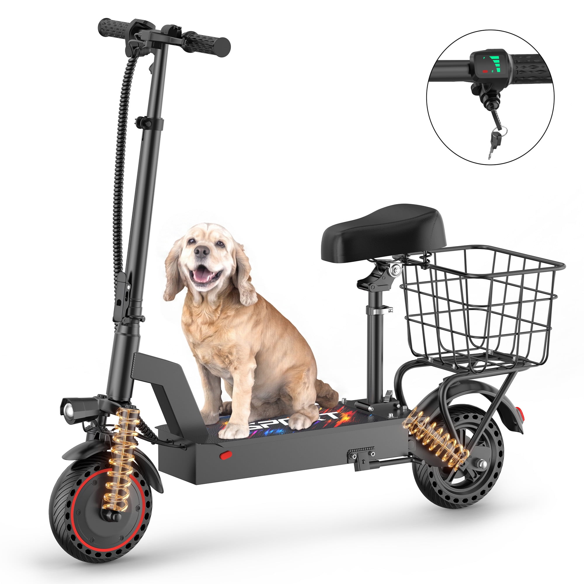 Electric Scooter with Seat, 10" E Scooter for Adults Max Speed 22 MPH, Powerful 500W Motor, 22 Miles Long Range