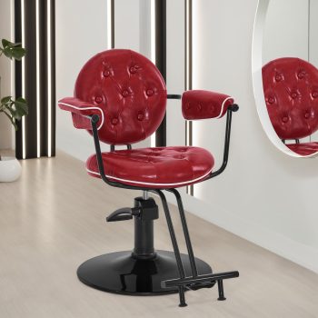 BarberPub Hydraulic Salon Chair, Swivel Barber Chair, Faux Leather