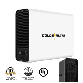 GOLDENMATE 1500VA/1200W Lithium UPS, battery backup Surge Protector, 297Wh LiFePO4 Power, AVR, Line Interactive Sine Wave, 8 Outlets, LCD Display
