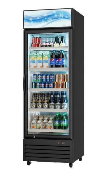 NSF 25 in Single Glass-Door Merchandiser Refrigerator 15 Cu.Ft. Beverage Display Cooler in Black