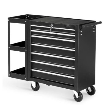 Ktaxon 7-Drawer Rolling Tool Chest with Side Shelves, Tool Storage Side Cabinet w/Lockable Wheels, for Warehouse Garage Repair Shop