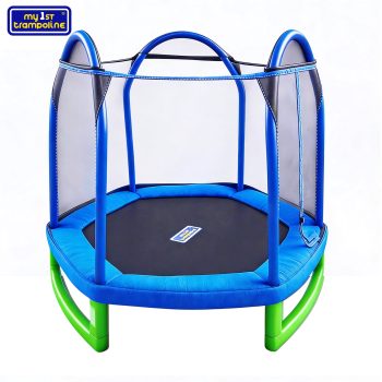 Sportspower My 1st Trampoline 7 ft Trampoline for Kids 3-10 Meets ASTM Safety Standards with Blow-Molded Legs and Padded Heavy-Duty Steel Frame, UV-Resistant Safety Enclosure & Jump Mat