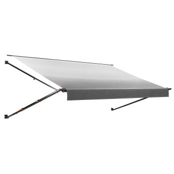 KFFKFF Manual RV Awning Complete Kit, 14.12FT Retractable Awning with Durable Aluminum Frame & Waterproof PVC Fabric, Outdoor Camping Trailer Shade Compatible with Most RVs(14FT Type, Gradient Black)