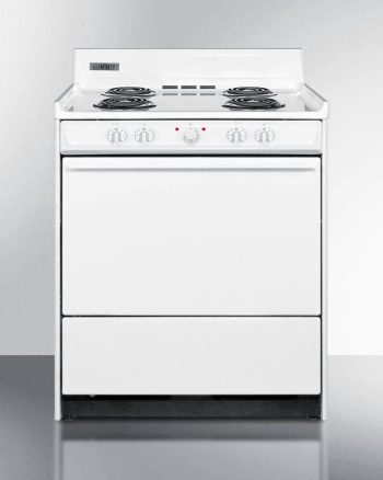 WEM210 30 Freestanding Electric Range with 4 Burners 3.69 Cu. Ft. Capacity Manual Clean Storage Drawer Broiler in Oven & Porcelain oven in White"