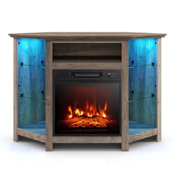 Giantex Corner TV Stand w/Electric Fireplace, Entertainment Center, Media Console Cabinet