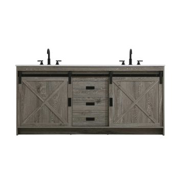 Elegant Furniture and Lighting Austin 72 inch Double Bathroom Vanity in Rustic Grey