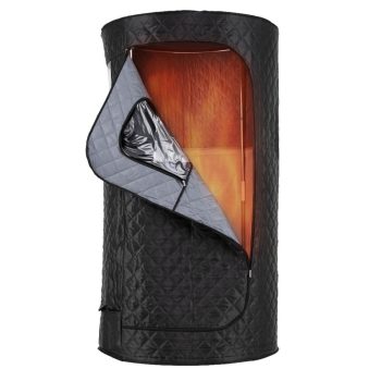 Portable Far Infrared Sauna Box, Full Body Sauna Tent, Heated Foot Pad, Black