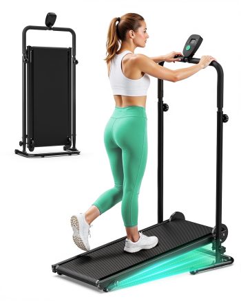 Manual Treadmill, Motorless Walking Pad with Dual Flywheel & Fixed Incline, LCD Monitor, Non-Slip Belt, Compact Foldable Design for Walking/Jogging