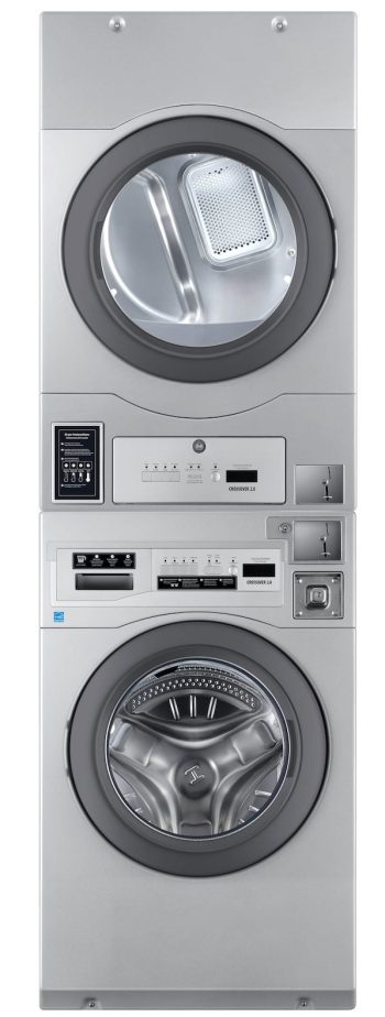Crossover 2.0 by Wascomat Commercial Stacked 3.5-Cu. Ft. Front Load Washer and 7-Cu. Ft. Electric Dryer for Coin Operated Laundry, WASHER/ELEC DRYER STACK